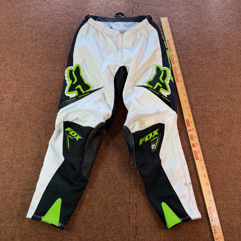 Race Fox Racing 180 Kids Motocross Pants White Black Lime Green Size 8/24 2138